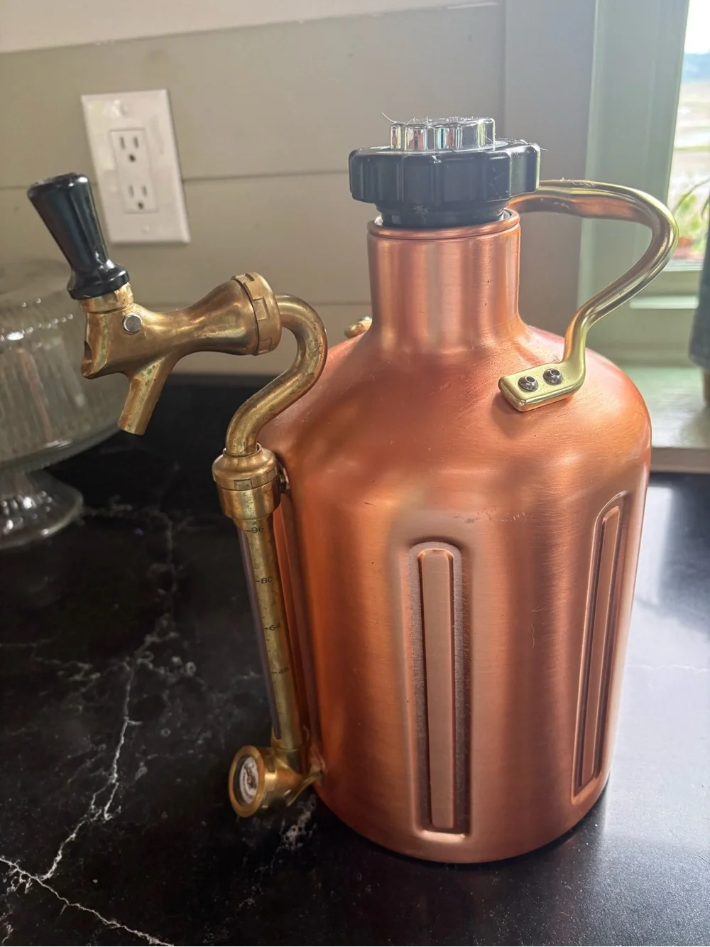 Copper-Finish Beverage Growler with Brass Tap